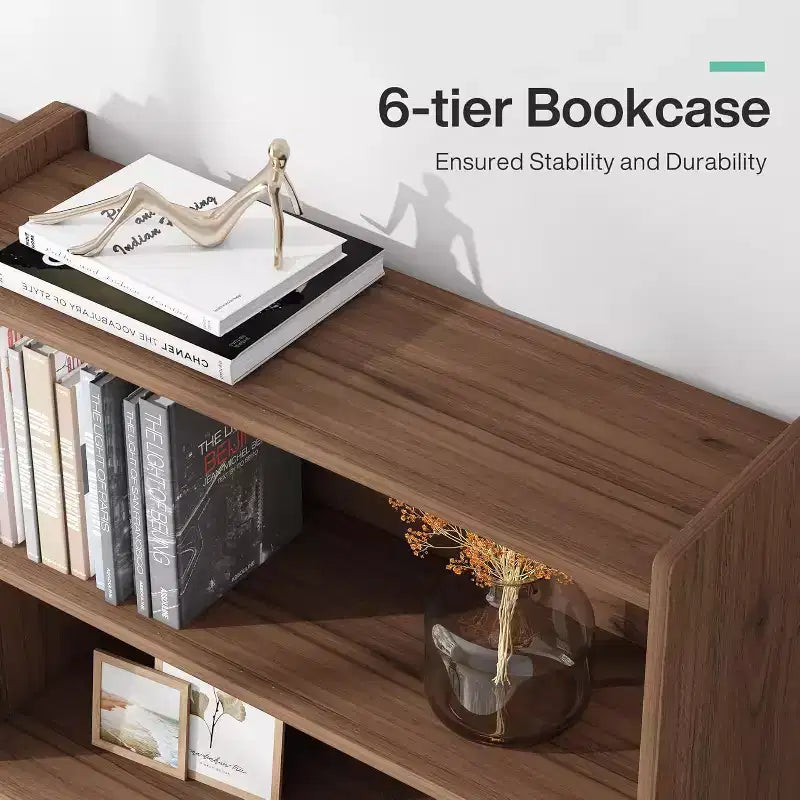 Lantine 6-Tier Tall Bookcase, 71 Inches Bookshelves, Floor Standing 5 Shelf Library Bookcase for Home Office, Living Room, Bedroom