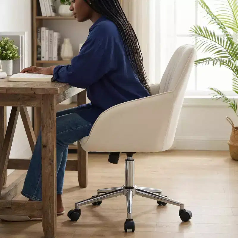 LauKingdom Ergonomic Adjustable Office Chair, Swivel Desk Chair with Backrest, Comfortable for Long Sitting, Modern Home Bedroom Chair