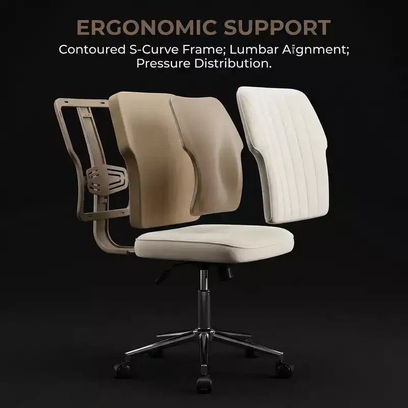 LauKingdom Ergonomic Adjustable Office Chair, Swivel Desk Chair with Backrest, Comfortable for Long Sitting, Modern Home Bedroom Chair