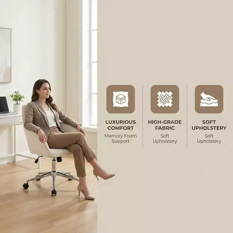 LauKingdom Ergonomic Adjustable Office Chair, Swivel Desk Chair with Backrest, Comfortable for Long Sitting, Modern Home Bedroom Chair
