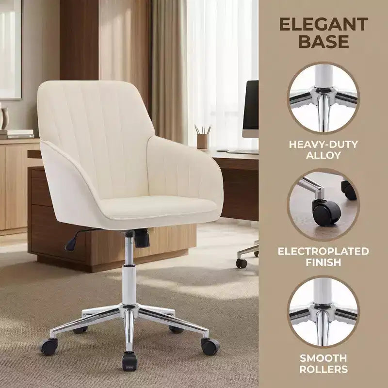 LauKingdom Ergonomic Adjustable Office Chair, Swivel Desk Chair with Backrest, Comfortable for Long Sitting, Modern Home Bedroom Chair
