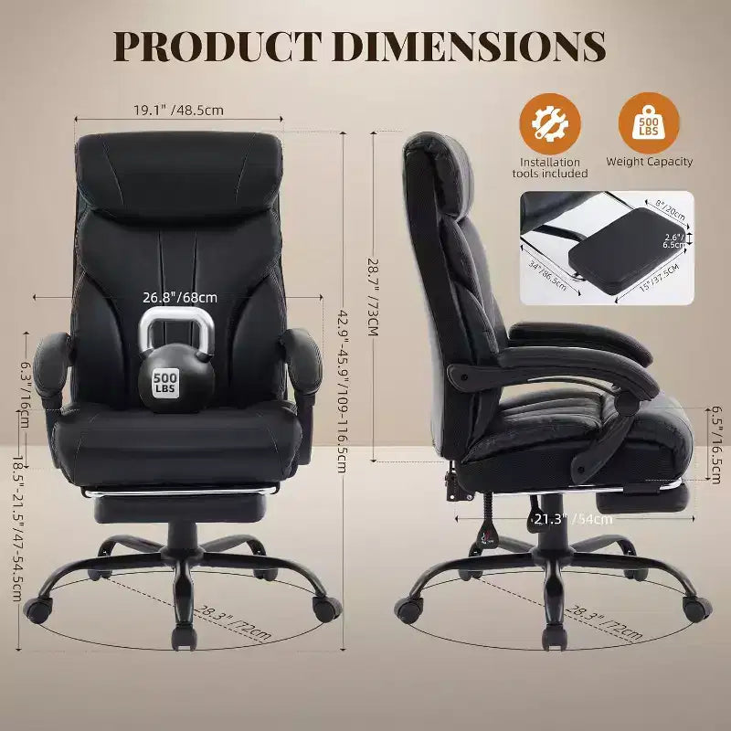 High Back Computer Desk Chair Adjustable Height, Office Chair with Backrest Tilt Angle, Home Gaming Chair with Lumbar Support Swivel Rolling Wheels