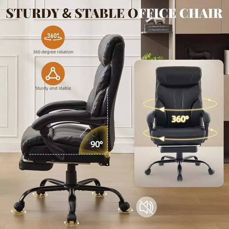 High Back Computer Desk Chair Adjustable Height, Office Chair with Backrest Tilt Angle, Home Gaming Chair with Lumbar Support Swivel Rolling Wheels