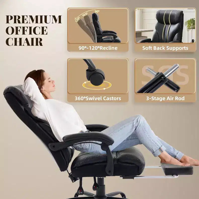 High Back Computer Desk Chair Adjustable Height, Office Chair with Backrest Tilt Angle, Home Gaming Chair with Lumbar Support Swivel Rolling Wheels