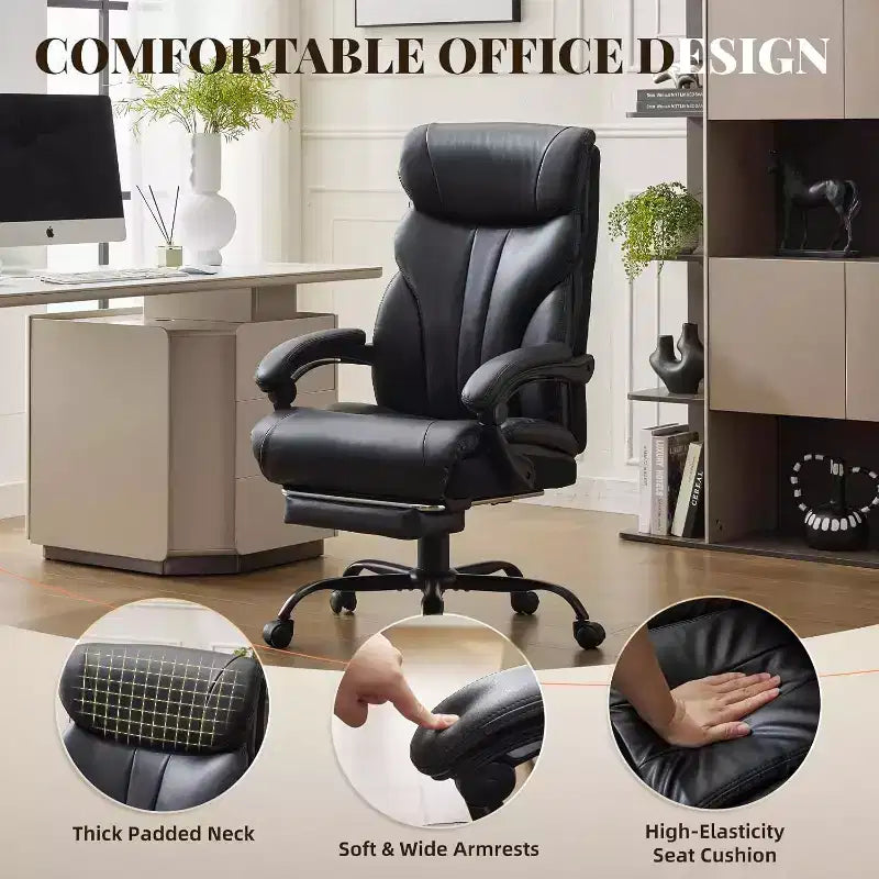 High Back Computer Desk Chair Adjustable Height, Office Chair with Backrest Tilt Angle, Home Gaming Chair with Lumbar Support Swivel Rolling Wheels