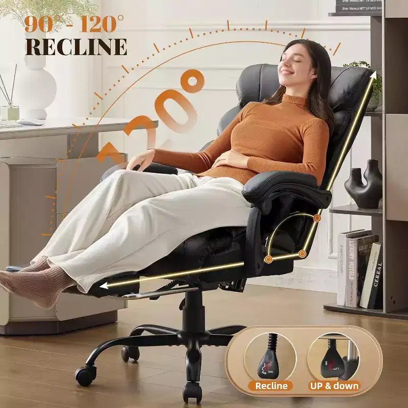 High Back Computer Desk Chair Adjustable Height, Office Chair with Backrest Tilt Angle, Home Gaming Chair with Lumbar Support Swivel Rolling Wheels