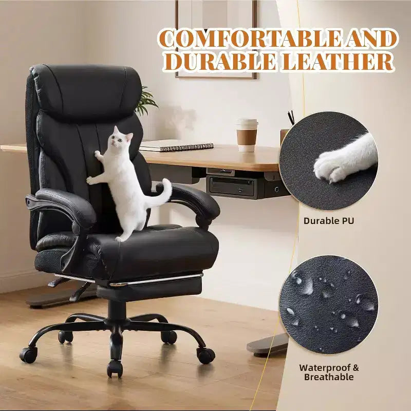 High Back Computer Desk Chair Adjustable Height, Office Chair with Backrest Tilt Angle, Home Gaming Chair with Lumbar Support Swivel Rolling Wheels