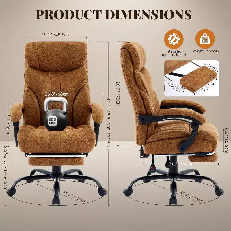 High Back Computer Desk Chair Adjustable Height, Office Chair with Backrest Tilt Angle, Home Gaming Chair with Lumbar Support Swivel Rolling Wheels