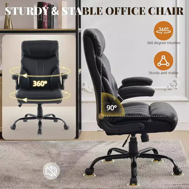 High Back Computer Desk Chair Adjustable Height, Office Chair with Backrest Tilt Angle, Home Gaming Chair with Lumbar Support Swivel Rolling Wheels