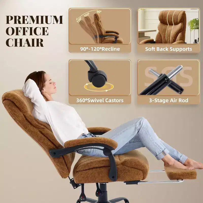 High Back Computer Desk Chair Adjustable Height, Office Chair with Backrest Tilt Angle, Home Gaming Chair with Lumbar Support Swivel Rolling Wheels
