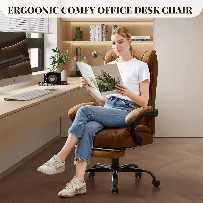 High Back Computer Desk Chair Adjustable Height, Office Chair with Backrest Tilt Angle, Home Gaming Chair with Lumbar Support Swivel Rolling Wheels