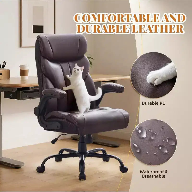 High Back Computer Desk Chair Adjustable Height, Office Chair with Backrest Tilt Angle, Home Gaming Chair with Lumbar Support Swivel Rolling Wheels