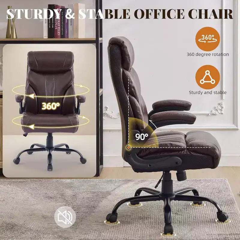 High Back Computer Desk Chair Adjustable Height, Office Chair with Backrest Tilt Angle, Home Gaming Chair with Lumbar Support Swivel Rolling Wheels