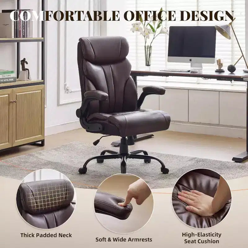 High Back Computer Desk Chair Adjustable Height, Office Chair with Backrest Tilt Angle, Home Gaming Chair with Lumbar Support Swivel Rolling Wheels