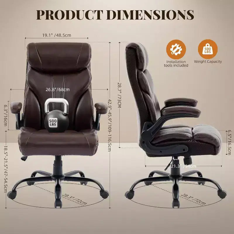 High Back Computer Desk Chair Adjustable Height, Office Chair with Backrest Tilt Angle, Home Gaming Chair with Lumbar Support Swivel Rolling Wheels