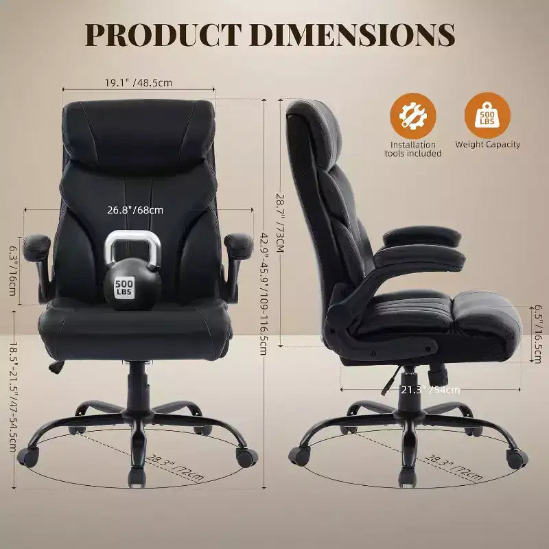 High Back Computer Desk Chair Adjustable Height, Office Chair with Backrest Tilt Angle, Home Gaming Chair with Lumbar Support Swivel Rolling Wheels