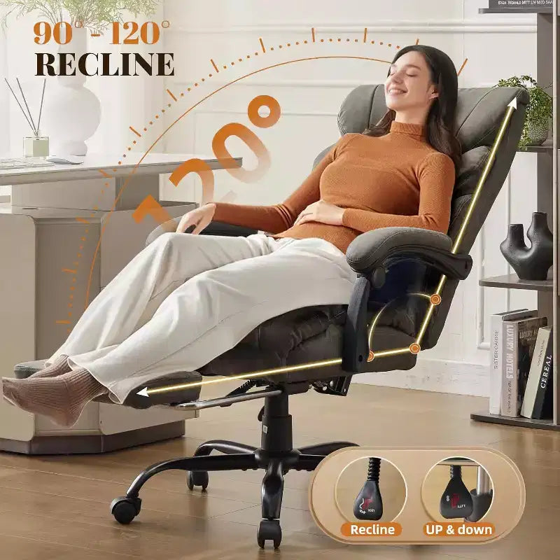 High Back Computer Desk Chair Adjustable Height, Office Chair with Backrest Tilt Angle, Home Gaming Chair with Lumbar Support Swivel Rolling Wheels