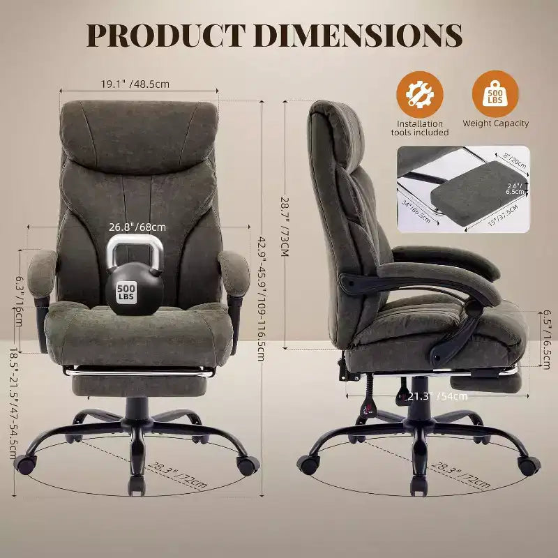 High Back Computer Desk Chair Adjustable Height, Office Chair with Backrest Tilt Angle, Home Gaming Chair with Lumbar Support Swivel Rolling Wheels