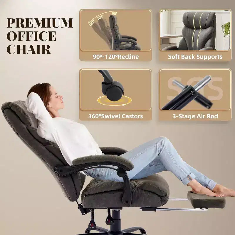 High Back Computer Desk Chair Adjustable Height, Office Chair with Backrest Tilt Angle, Home Gaming Chair with Lumbar Support Swivel Rolling Wheels