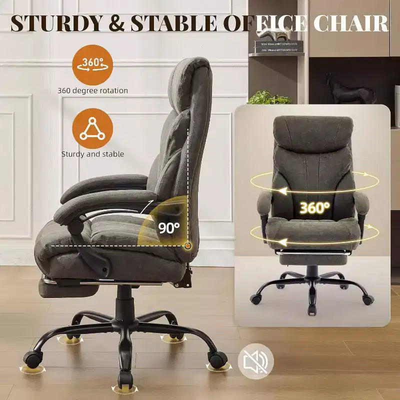 High Back Computer Desk Chair Adjustable Height, Office Chair with Backrest Tilt Angle, Home Gaming Chair with Lumbar Support Swivel Rolling Wheels