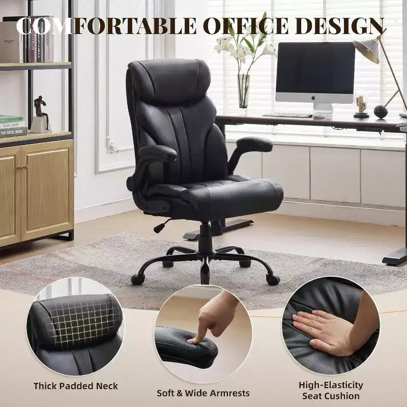 High Back Computer Desk Chair Adjustable Height, Office Chair with Backrest Tilt Angle, Home Gaming Chair with Lumbar Support Swivel Rolling Wheels
