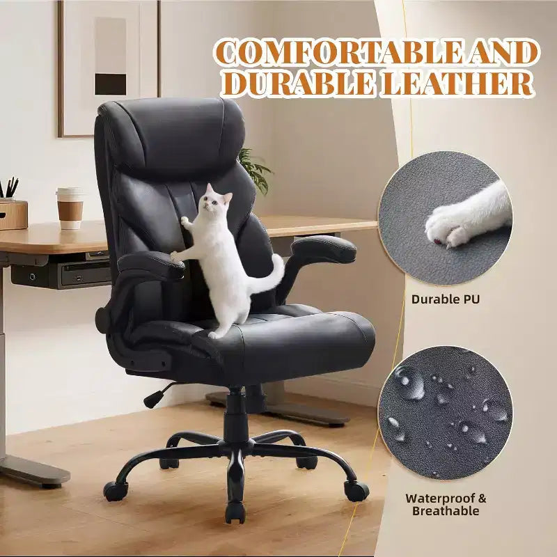 High Back Computer Desk Chair Adjustable Height, Office Chair with Backrest Tilt Angle, Home Gaming Chair with Lumbar Support Swivel Rolling Wheels