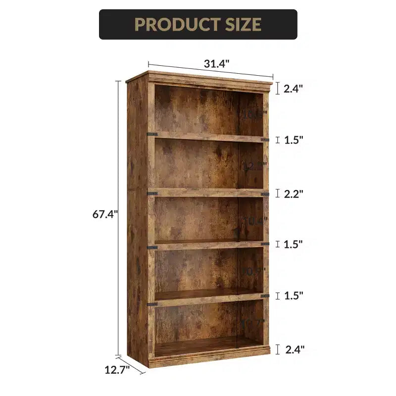 AcekoolFarmhouse Bookcase, Wood Low Bookshelf with Storage for Bedroom Living Room