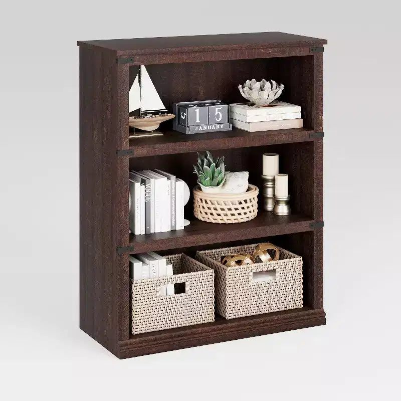 AcekoolFarmhouse Bookcase, Wood Low Bookshelf with Storage for Bedroom Living Room