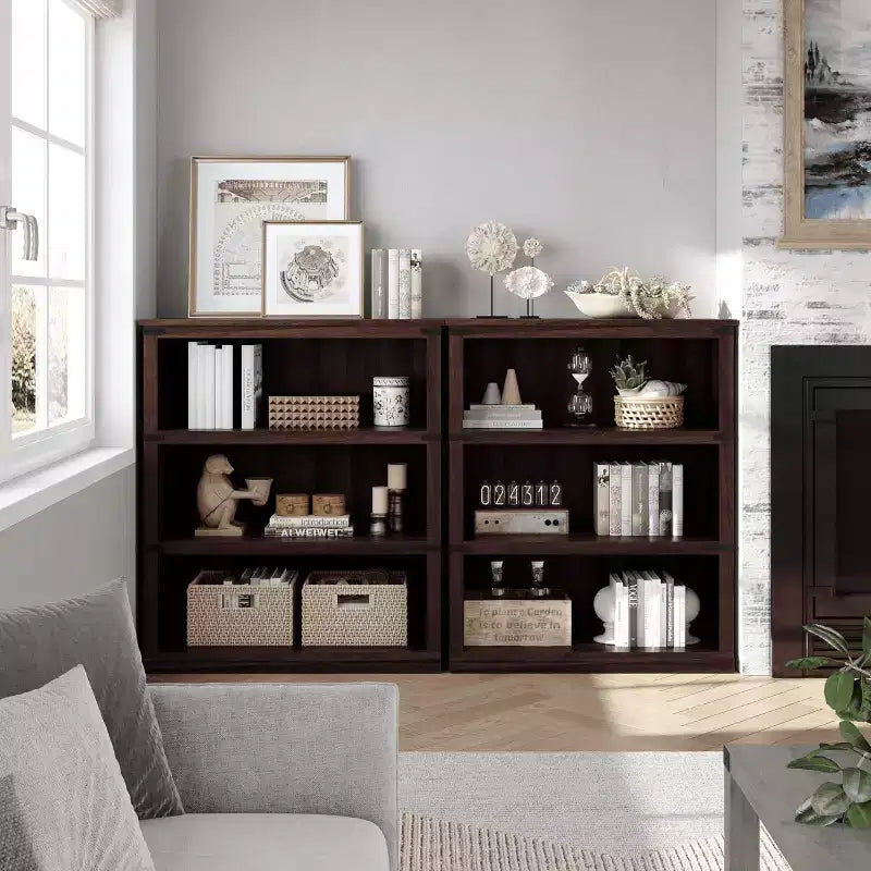 AcekoolFarmhouse Bookcase, Wood Low Bookshelf with Storage for Bedroom Living Room