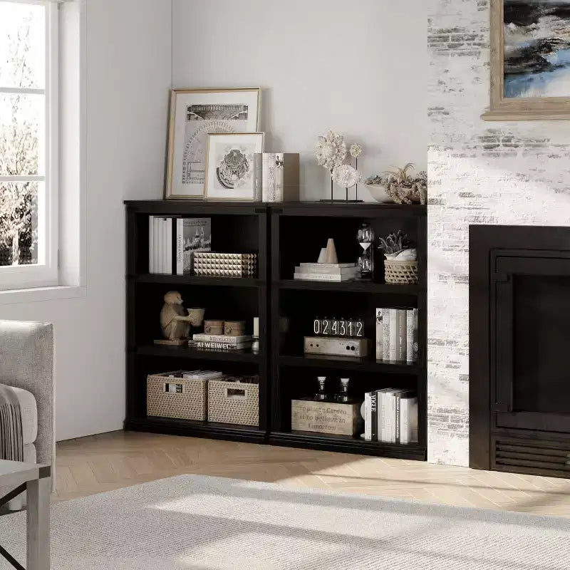 AcekoolFarmhouse Bookcase, Wood Low Bookshelf with Storage for Bedroom Living Room