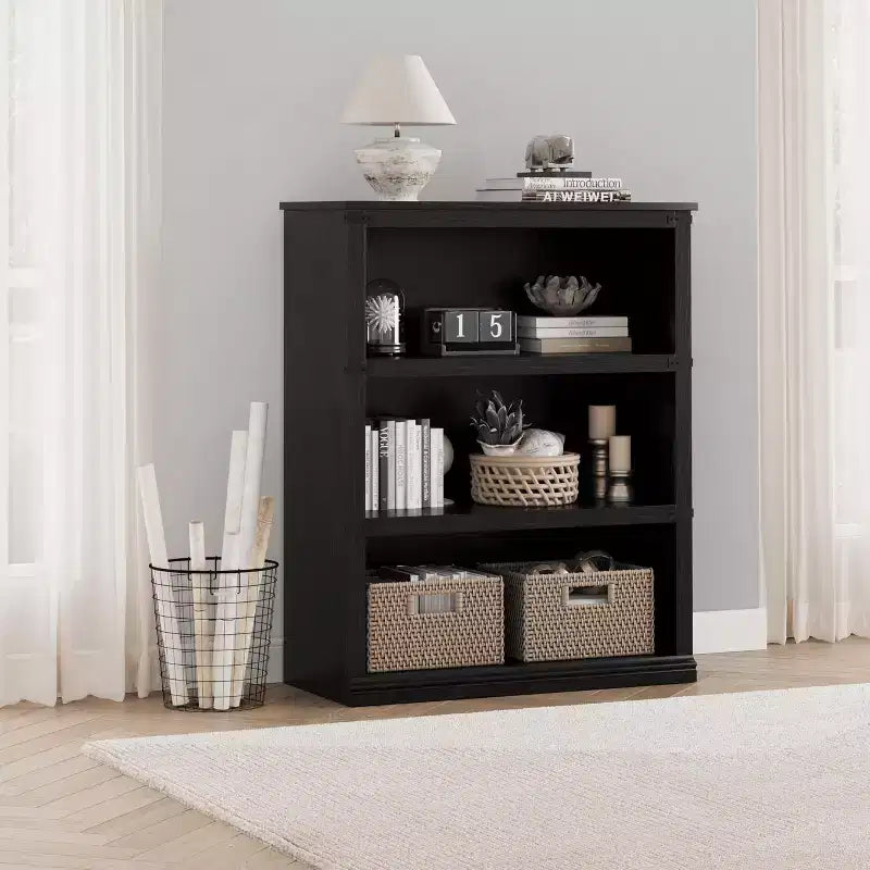 AcekoolFarmhouse Bookcase, Wood Low Bookshelf with Storage for Bedroom Living Room