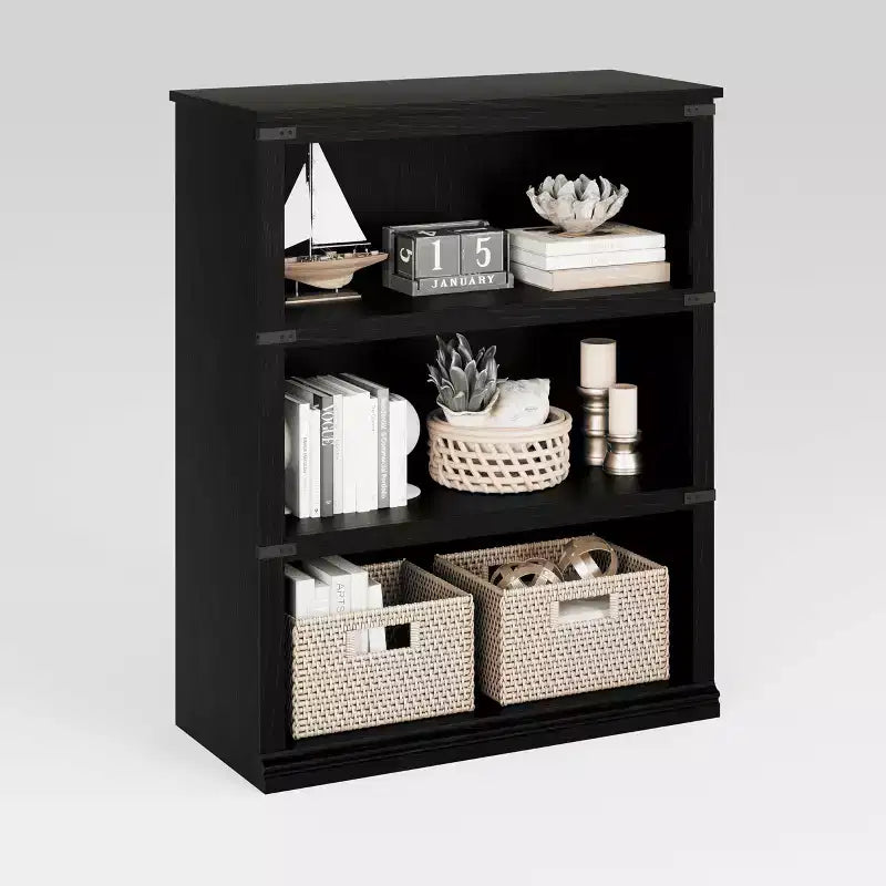 AcekoolFarmhouse Bookcase, Wood Low Bookshelf with Storage for Bedroom Living Room
