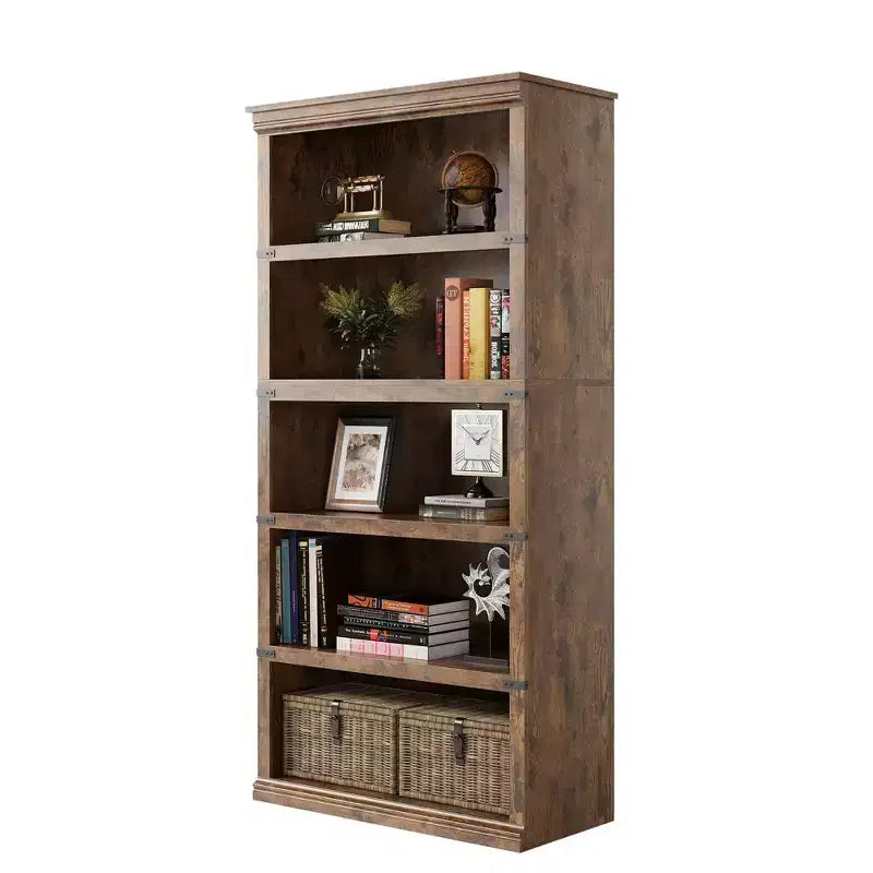 AcekoolFarmhouse Bookcase, Wood Low Bookshelf with Storage for Bedroom Living Room