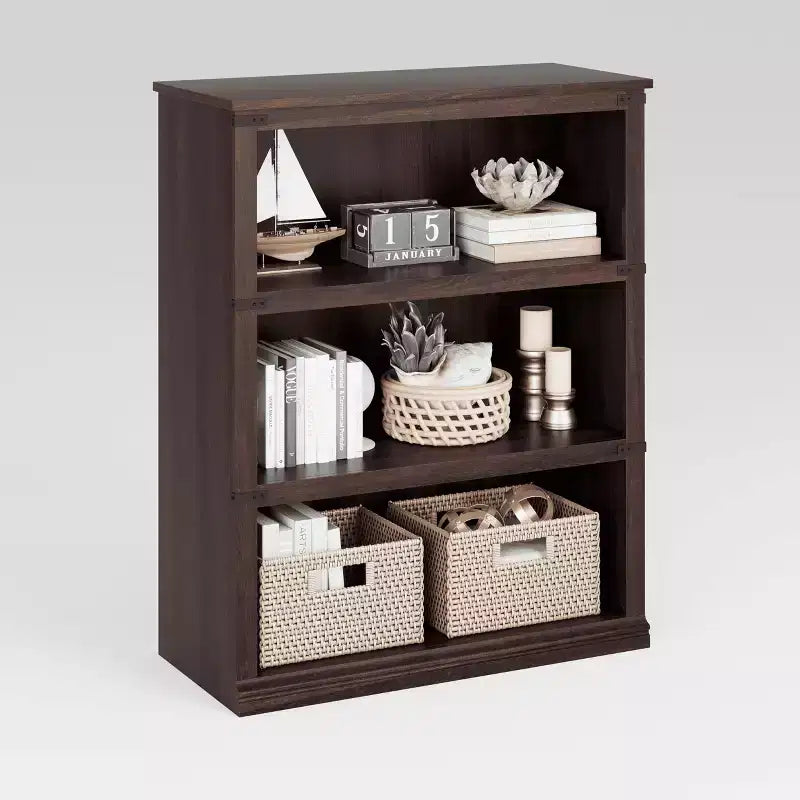 AcekoolFarmhouse Bookcase, Wood Low Bookshelf with Storage for Bedroom Living Room
