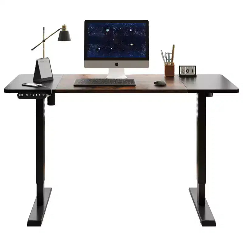 NAYSAYE Height Adjustable Standing Desk End Table Sit Stand Work Table Stable Frame for Home Office Workspace, Brown and Black, 55*24*45