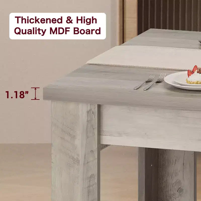 6-8 Person Rectangular Farmhouse Kitchen Table, 71 Retro Wood Dining Table with Triangle Legs, Sturdy for Small Apartments & Dining Rooms