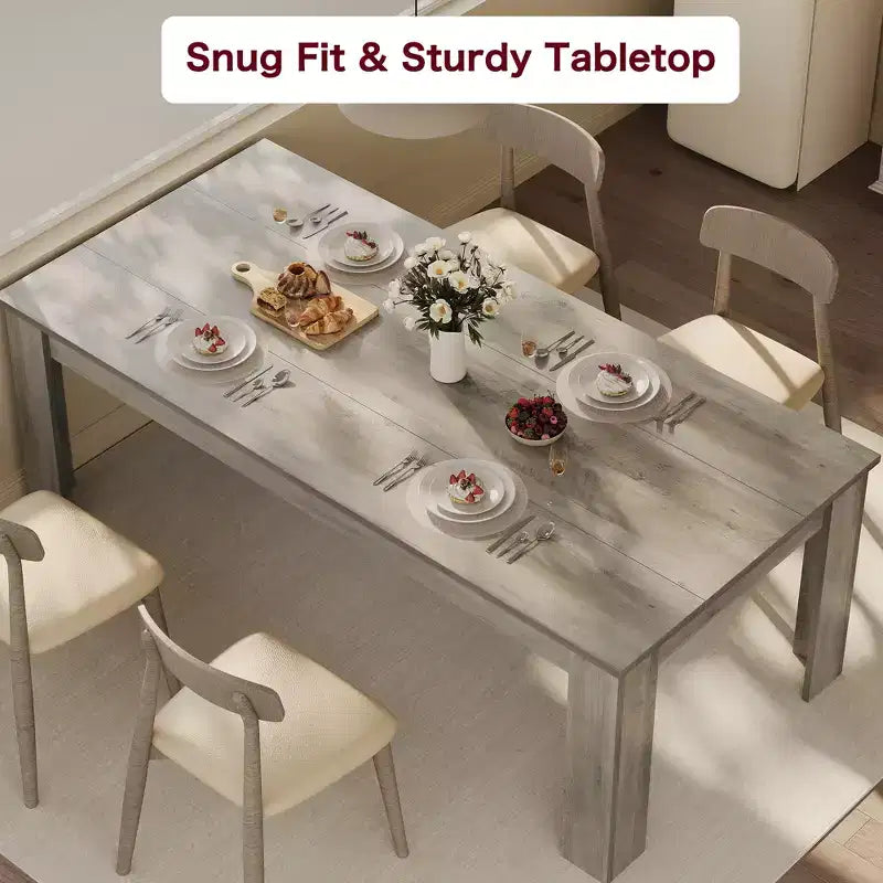 6-8 Person Rectangular Farmhouse Kitchen Table, 71 Retro Wood Dining Table with Triangle Legs, Sturdy for Small Apartments & Dining Rooms