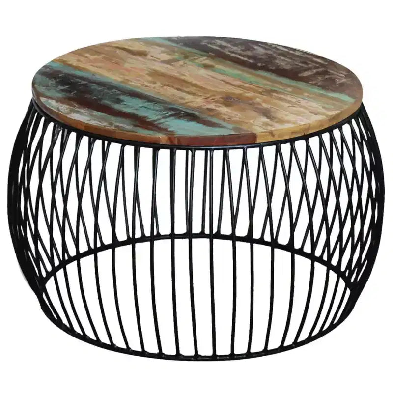 vidaXL Coffee Table Multicolour Reclaimed Wood and Iron Medium Durable