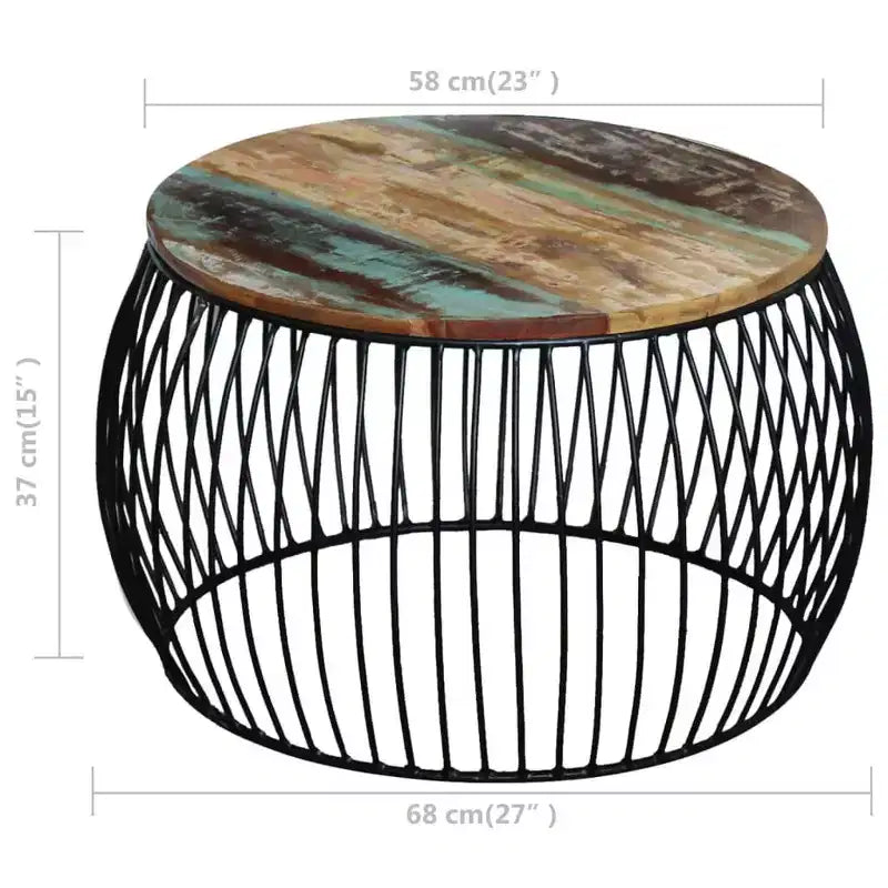 vidaXL Coffee Table Multicolour Reclaimed Wood and Iron Medium Durable