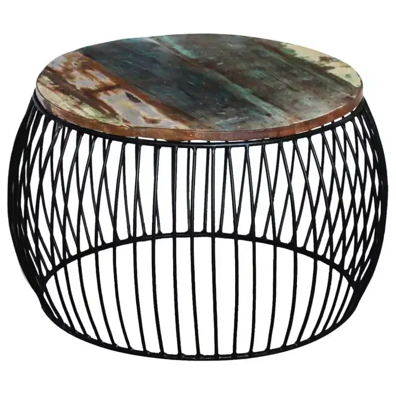 vidaXL Coffee Table Multicolour Reclaimed Wood and Iron Medium Durable
