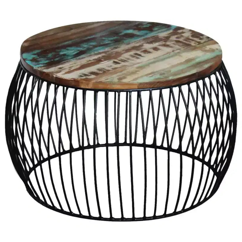vidaXL Coffee Table Multicolour Reclaimed Wood and Iron Medium Durable