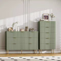 Fluted 6 Drawers Dresser, Modern Chest of Drawers with Faux Marble Top, Curved Profile Design, Dresser TV Stand, Wood Drawer Organizer for Bedroom