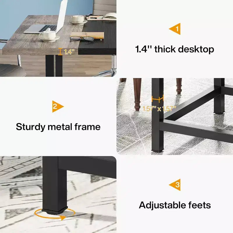 Lantine Square 4 People Conference Room Table, Gray 39.4L X 39.4W X 29.52H Inches Small Meeting Room Table for Home Office, (Chair not Included)