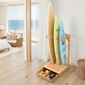 VEVOR Vertical Surfboard Stand, 3 Tiers Wooden Surfboard Rack for Storage and Display, Freestanding Board Stand Organizer, Wood Color