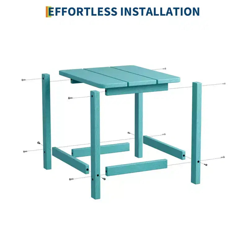Acekool Weather Resistant Square Outdoor Side Table, HDPE Patio End Table for Backyard, Pool, Porch,
