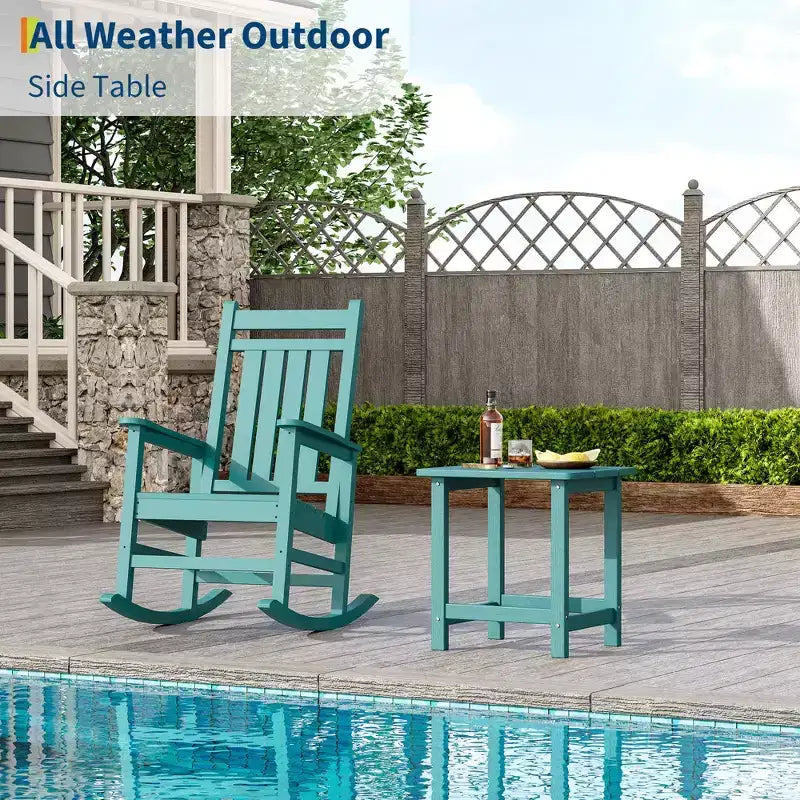 Acekool Weather Resistant Square Outdoor Side Table, HDPE Patio End Table for Backyard, Pool, Porch,