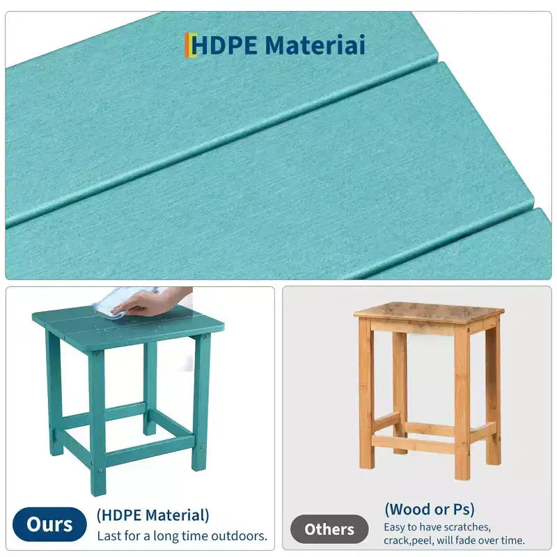 Acekool Weather Resistant Square Outdoor Side Table, HDPE Patio End Table for Backyard, Pool, Porch,