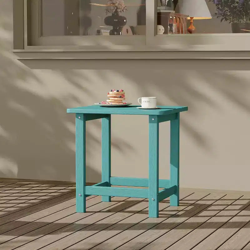 Acekool Weather Resistant Square Outdoor Side Table, HDPE Patio End Table for Backyard, Pool, Porch,