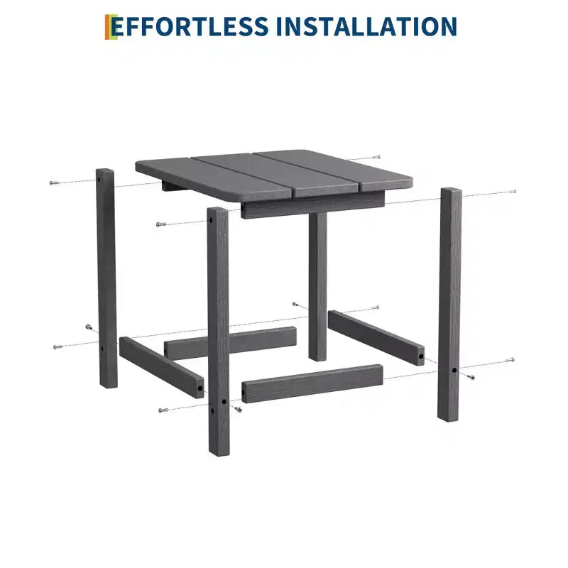 Acekool Weather Resistant Square Outdoor Side Table, HDPE Patio End Table for Backyard, Pool, Porch,