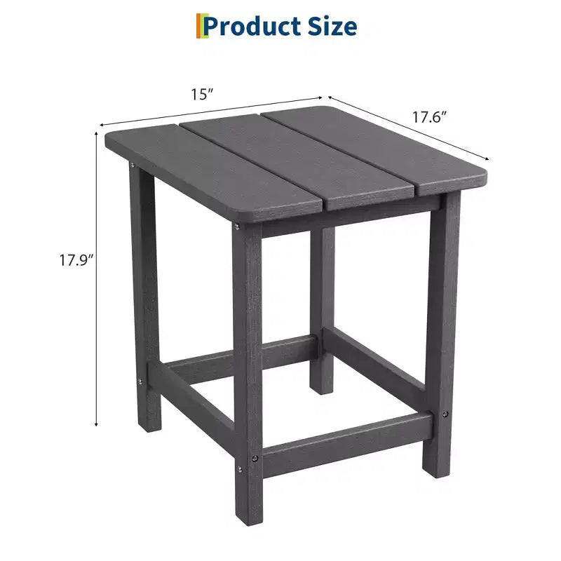Acekool Weather Resistant Square Outdoor Side Table, HDPE Patio End Table for Backyard, Pool, Porch,